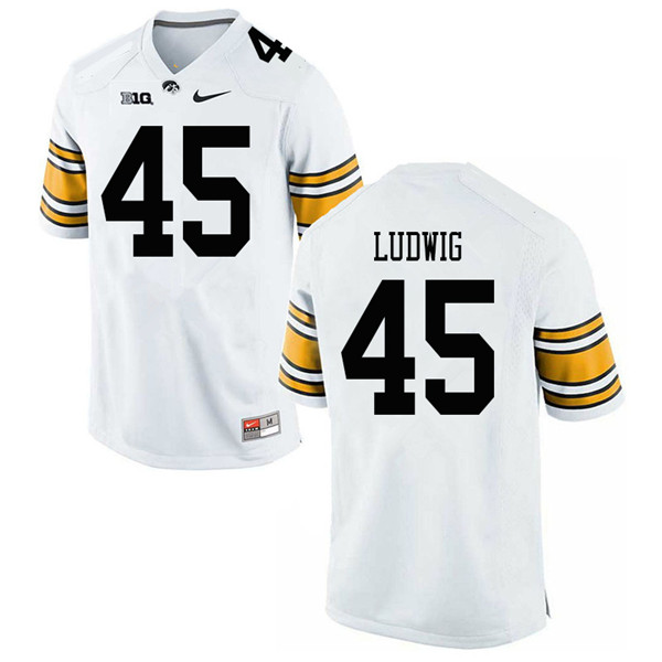 Men #45 Joe Ludwig Iowa Hawkeyes College Football Jerseys Sale-White